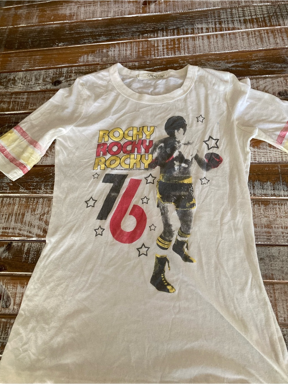 Mighty Fine White Kids Tee with Yellow & Pink Accents